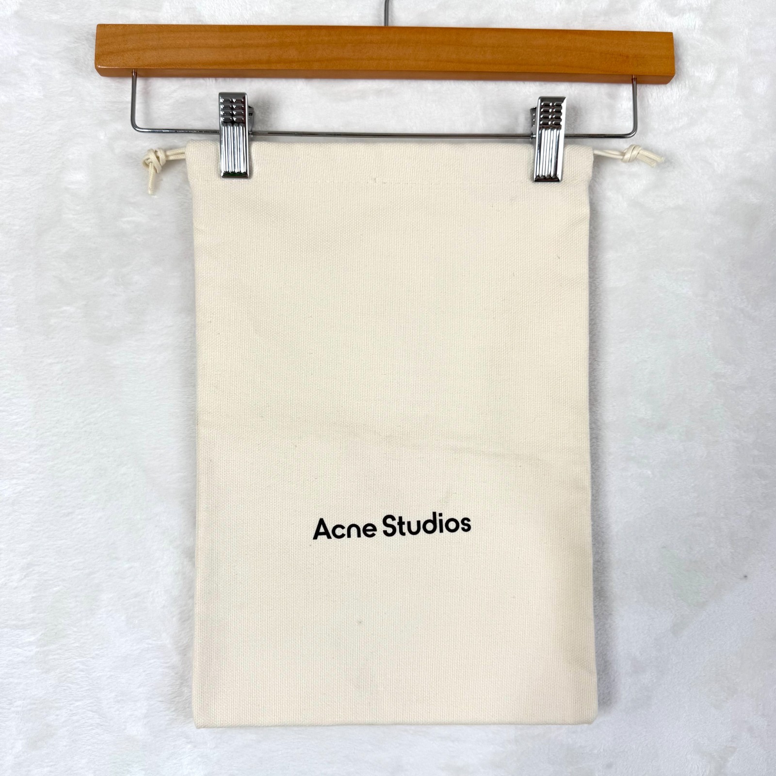 Authentic Acne Studio Cotton Dust Bag Cream Drawstring Logo 9.75 in x 14 in.