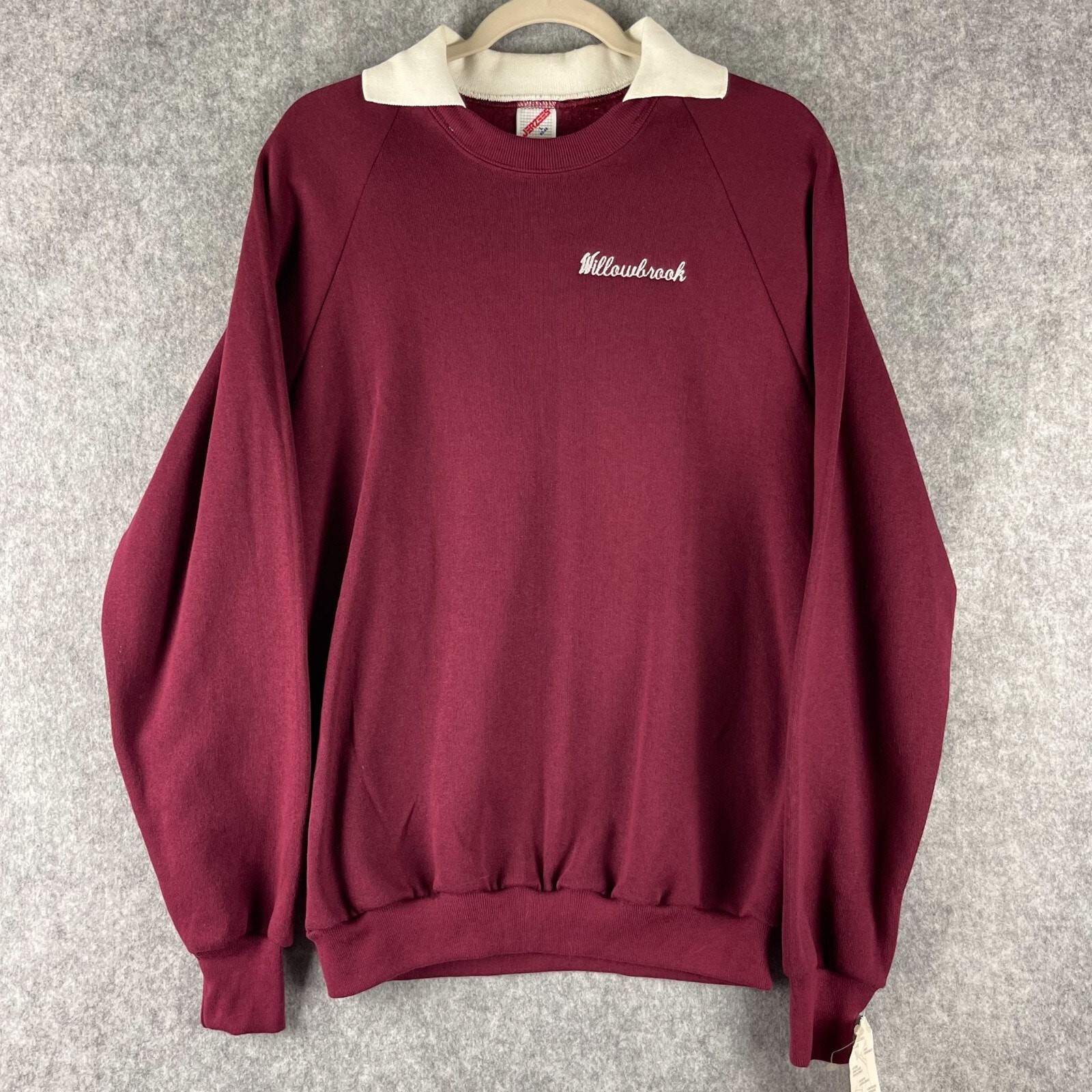 VTG Jerzees Sweatshirt Adult Large Burgundy Collared Preppy Academia USA 90s NWT