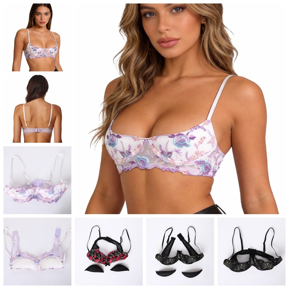 US Women Open Breast Cup Split Bralette Nightwear Hollow Cage Bra Tops Padded