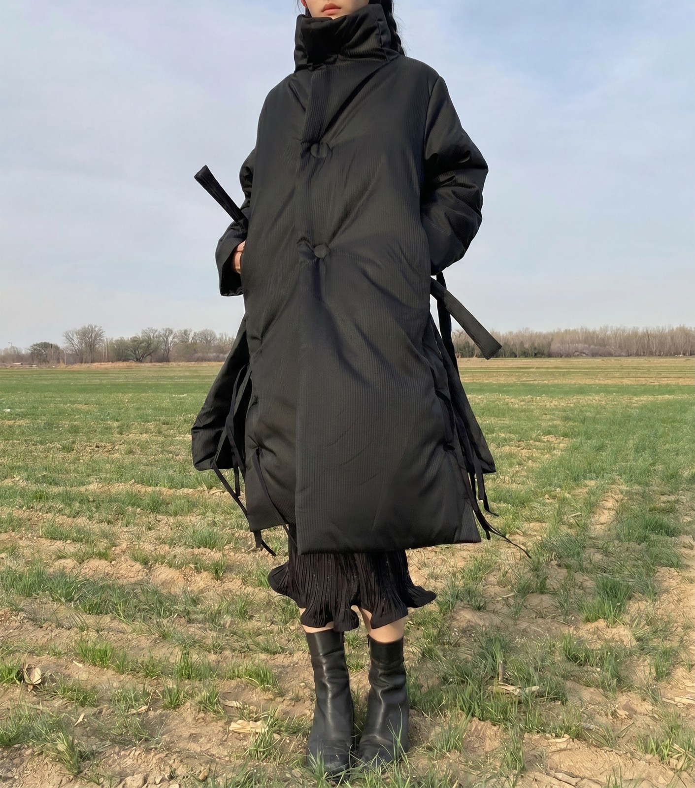 Ann demeulemeester duvet coat black puffy deconstructed Sz 40 L oversize