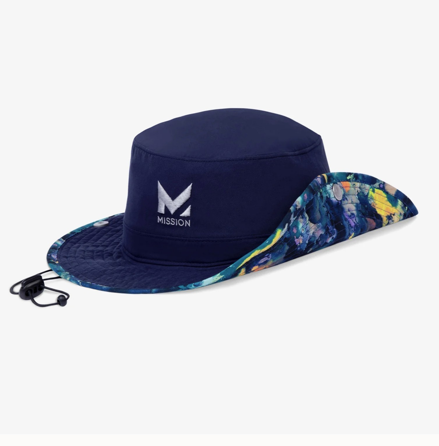 NWT Mission Cooling Bucket Hat Adult OS Navy Blue UPF 50 Lightweight Embroidered