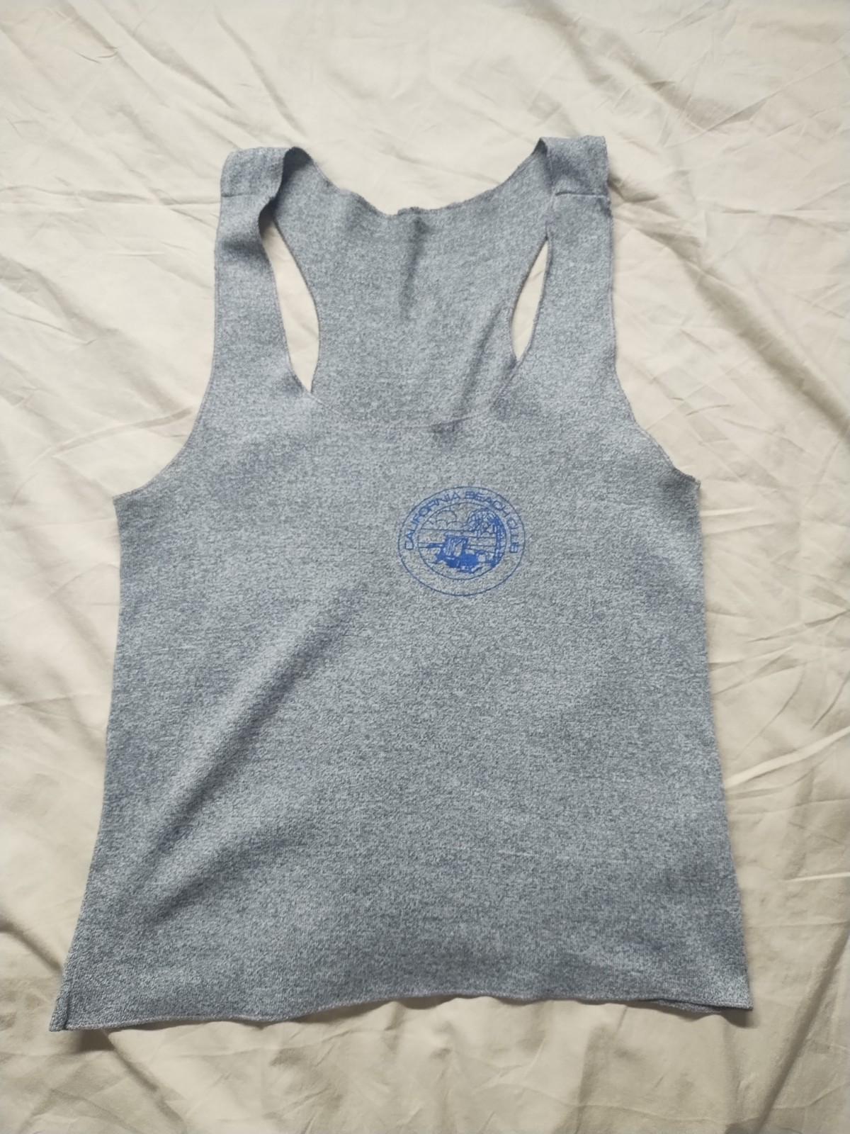 Vintage 80s 90s Ladies Sportswear California Beach Club Tank Top Medium Gray