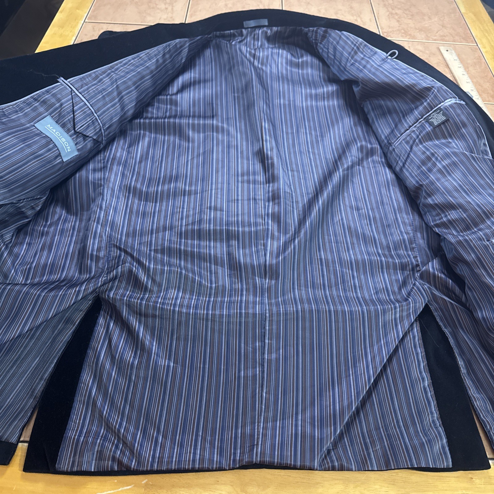 Madison Blazer Mens Sz 50R Black Cotton Velvet Sport Coat Jacket Party Wedding