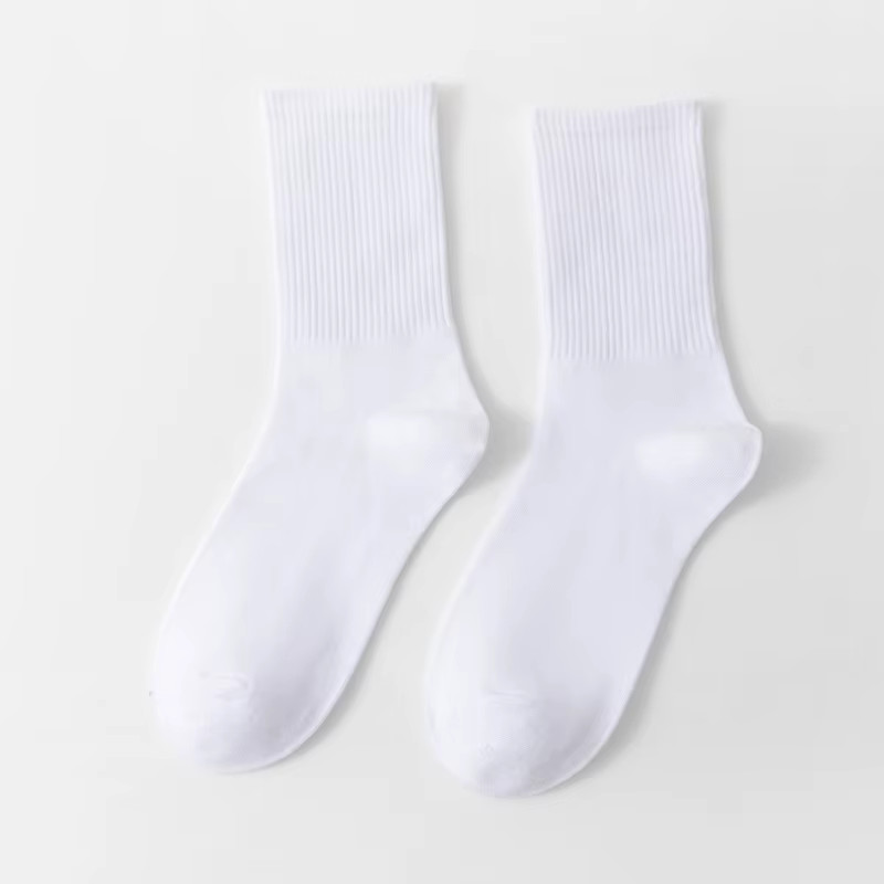 Unisex Casual Cotton Socks round Neck Mid Tube Fashionable Solid Color Breathabl