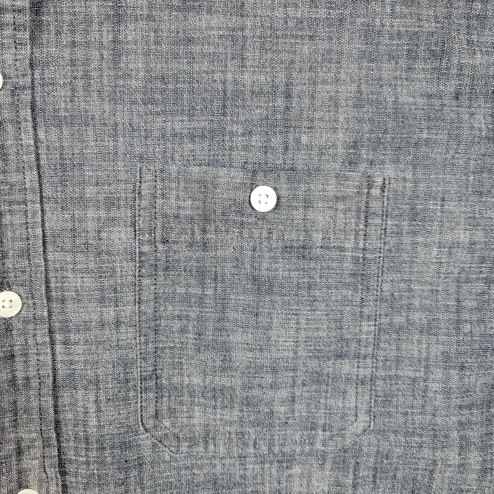 LL Bean Chambray Shirt Mens 2XL Blue Long Sleeve Pocket Slightly Fitted Stretch