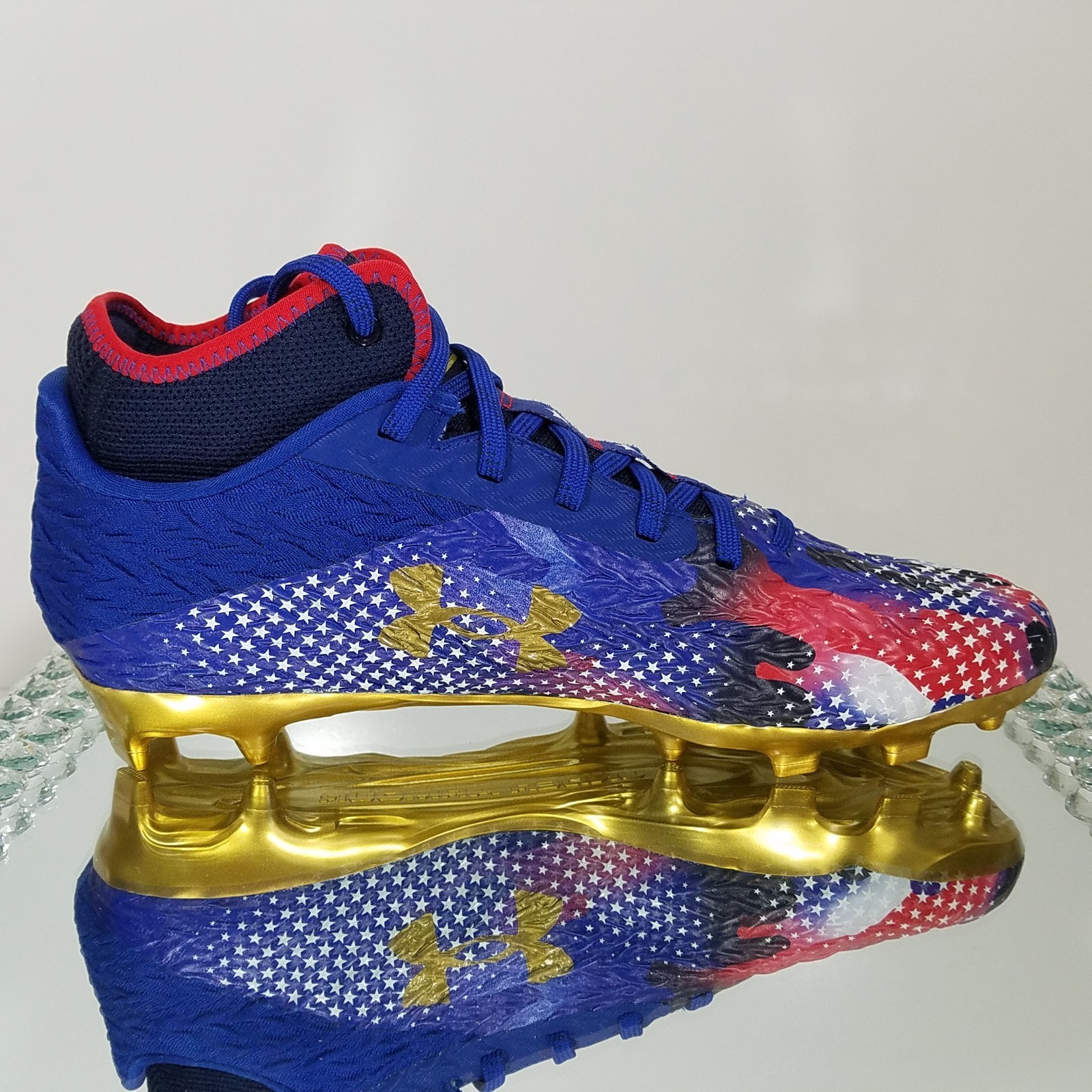 Under Armour Spotlight Clone 4 MC Football USA Blue – Men’s 10.5 – 3027296-400