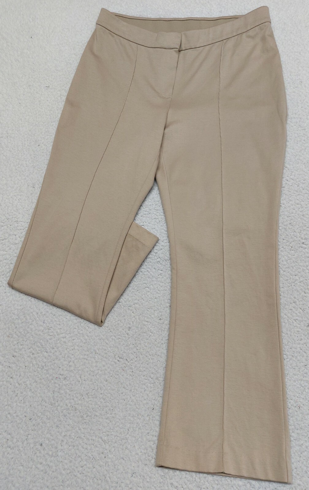 J Jill Cotton Ponte Pants Zipper Closure Stretch Waist Ankle Length Beige M