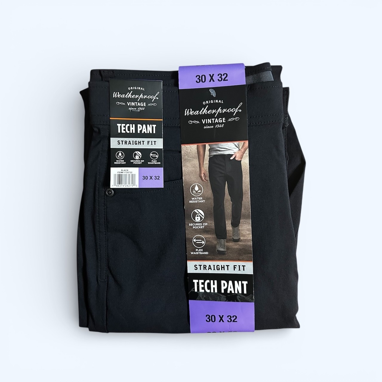Weatherproof Vintage Men’s Tech Pant Straight Fit Black Size 30×32