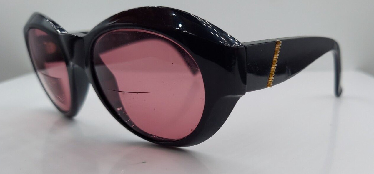 Vintage Perry Ellis P380 Black Oval Sunglasses Italy FRAMES ONLY