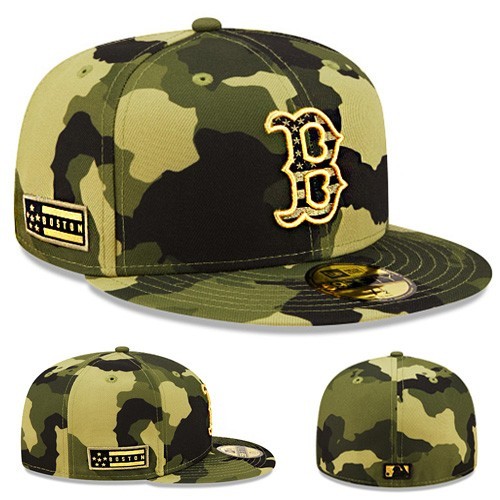 New Era Boston Redsox Fitted Hat MLB 22 Armed Forces On Field Camouflage Cap