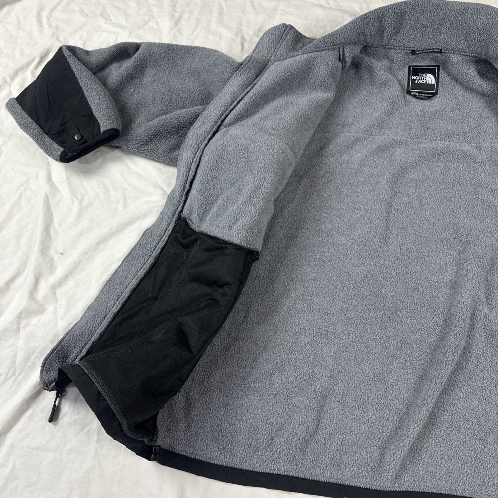 The North Face Denali Polartec Fleece Jacket Mens Large Gray Black Full Zip