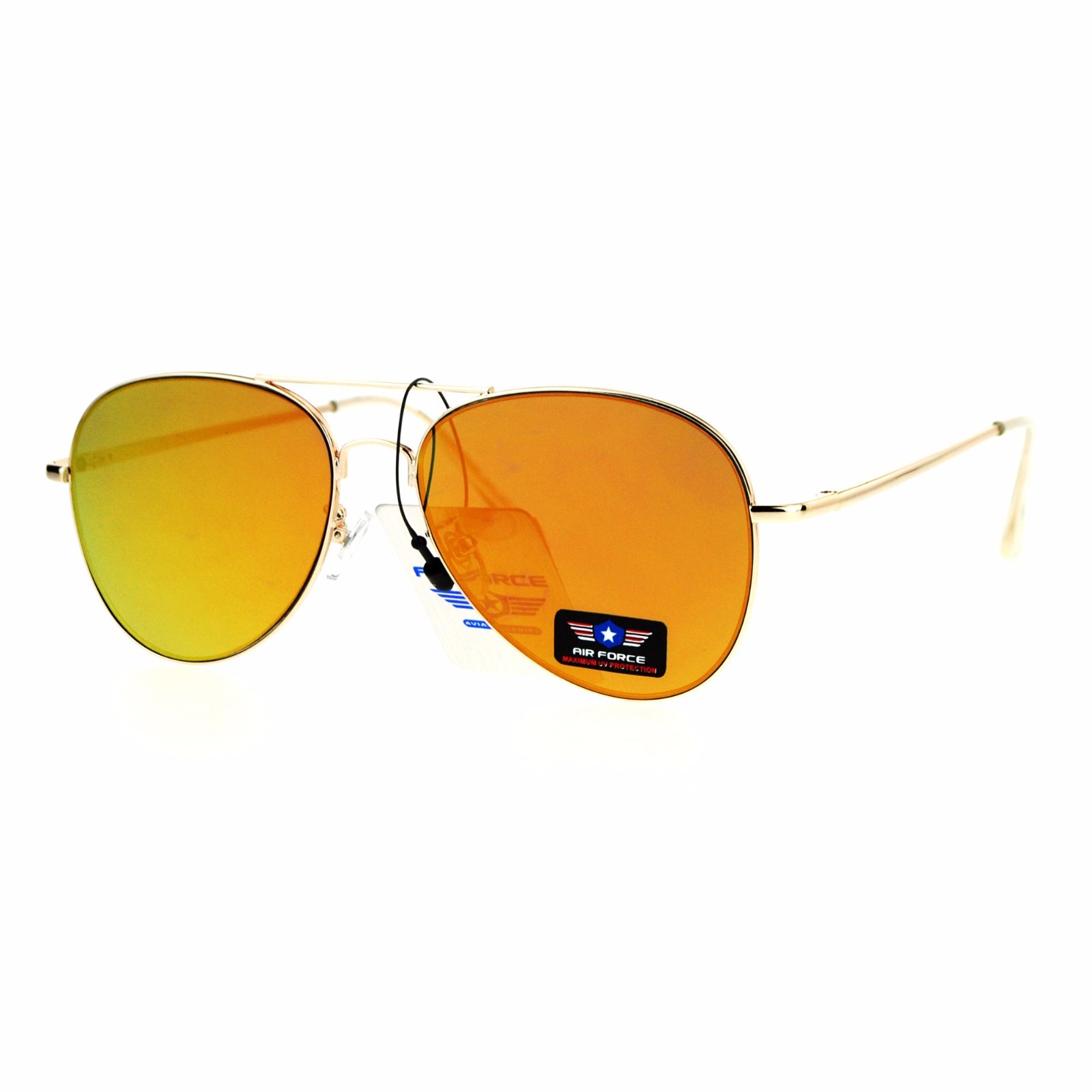 Air Force Pilot Sunglasses Unisex Spring Hinge Metal Frame Mirror Lens