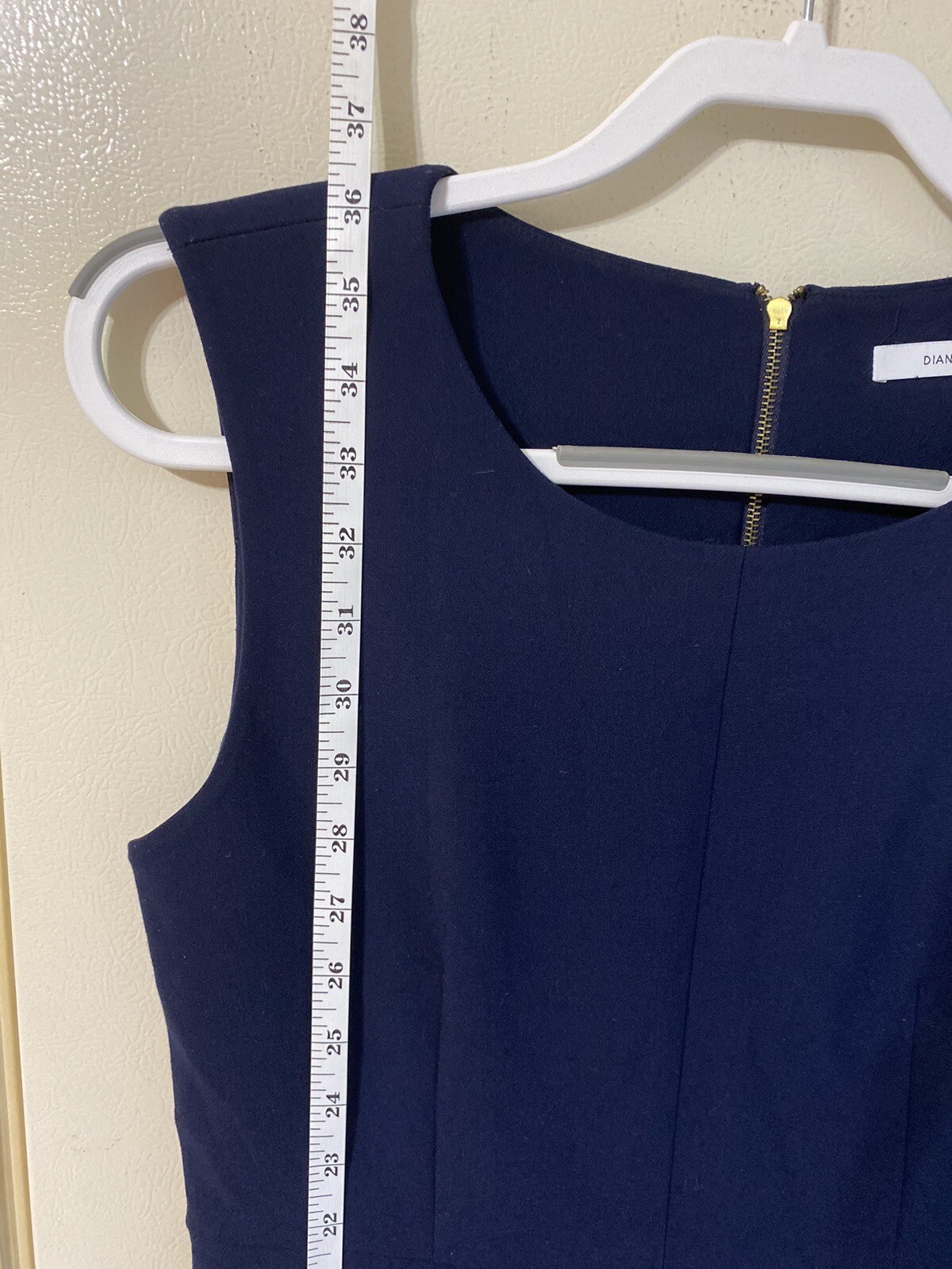 Diane Von Furstenburg Capreena Shift Dress Size 6 Navy Blue Pockets Sleeveless