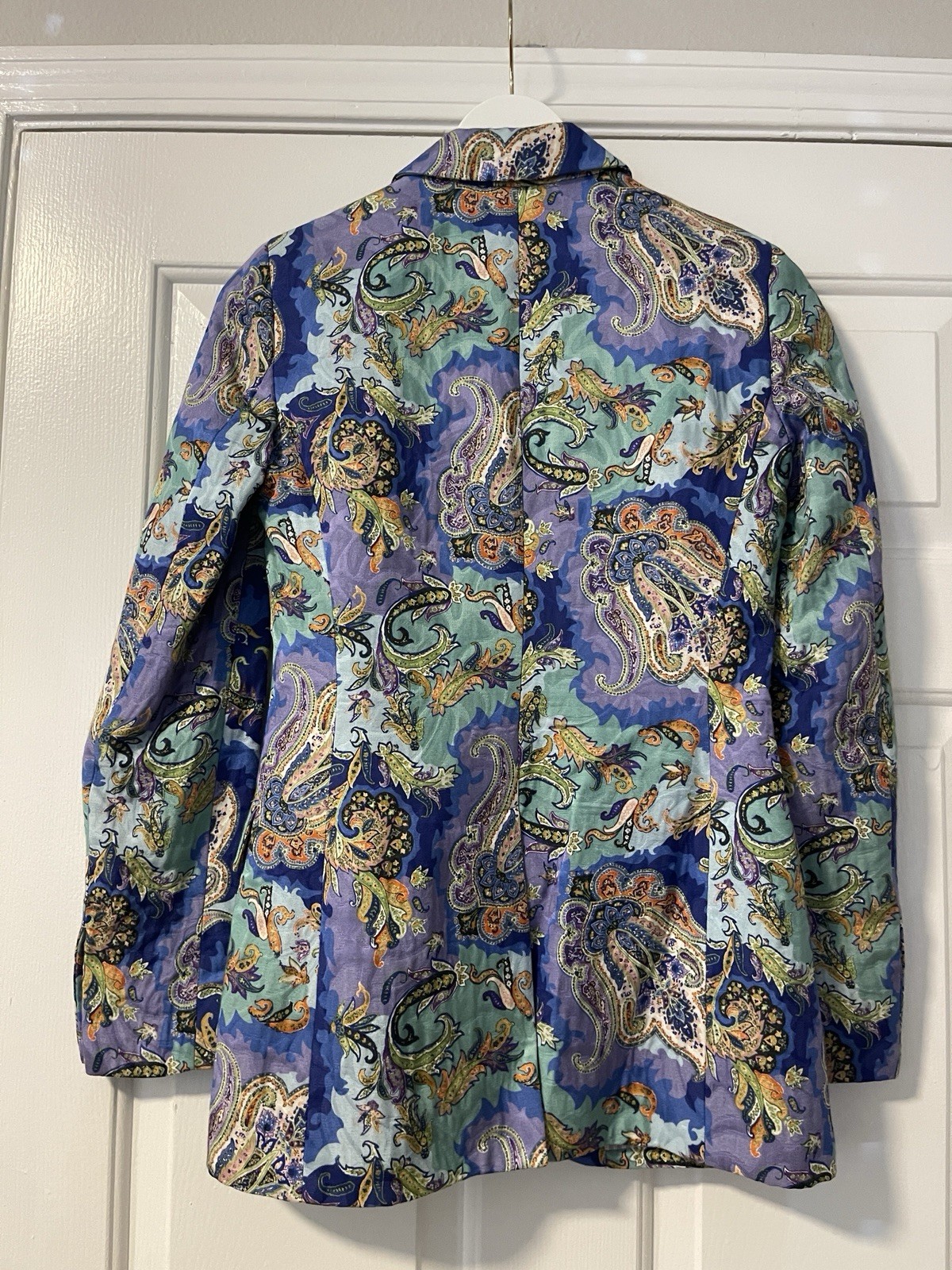 ETRO Milano Paisley Blazer IT 40 Made in Italy Blue Cotton Luxury Jacket