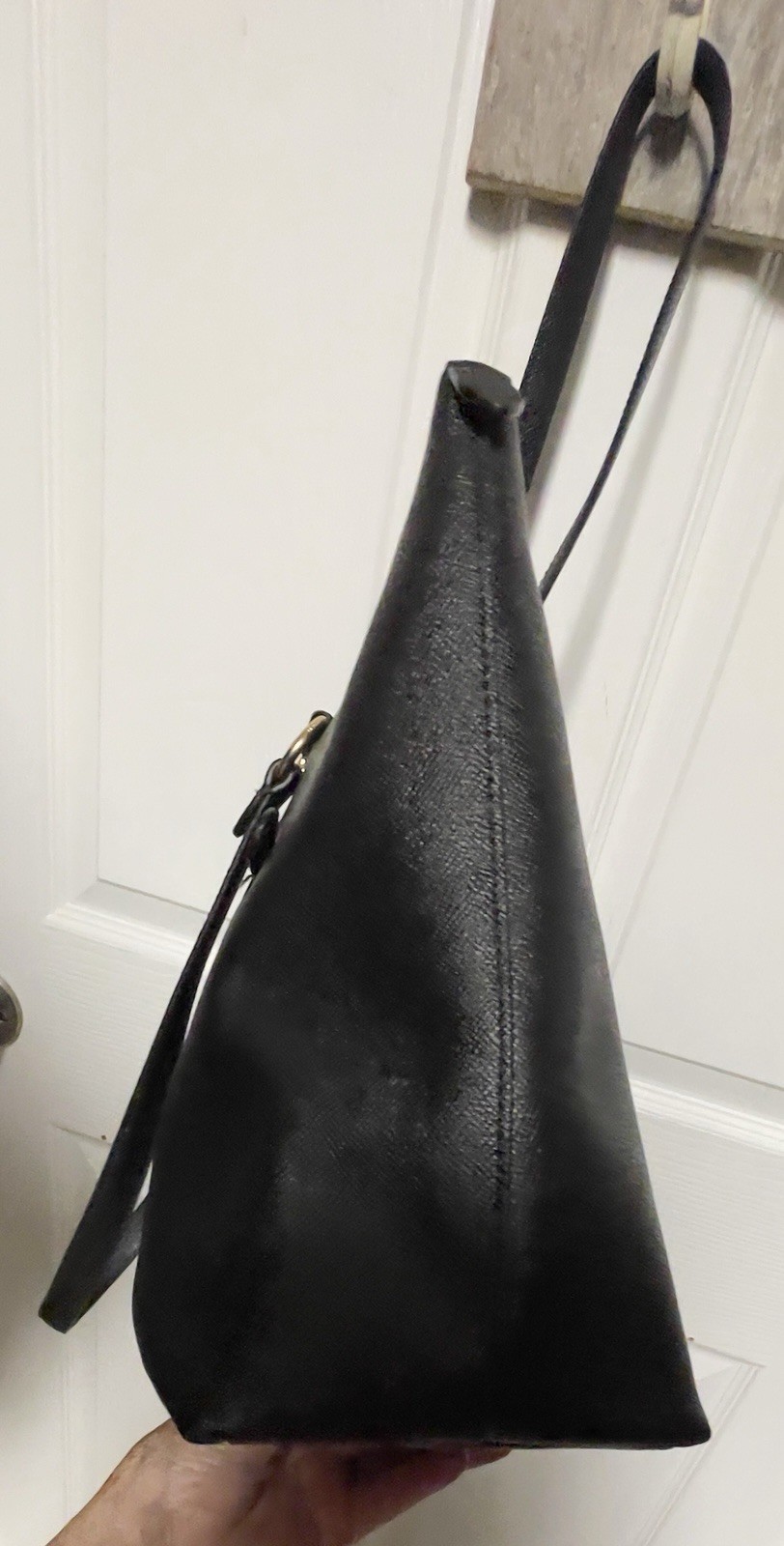COACH CLASSIC Crossgrain Leather GALLERY Black & Gold Tote F79608 VGC