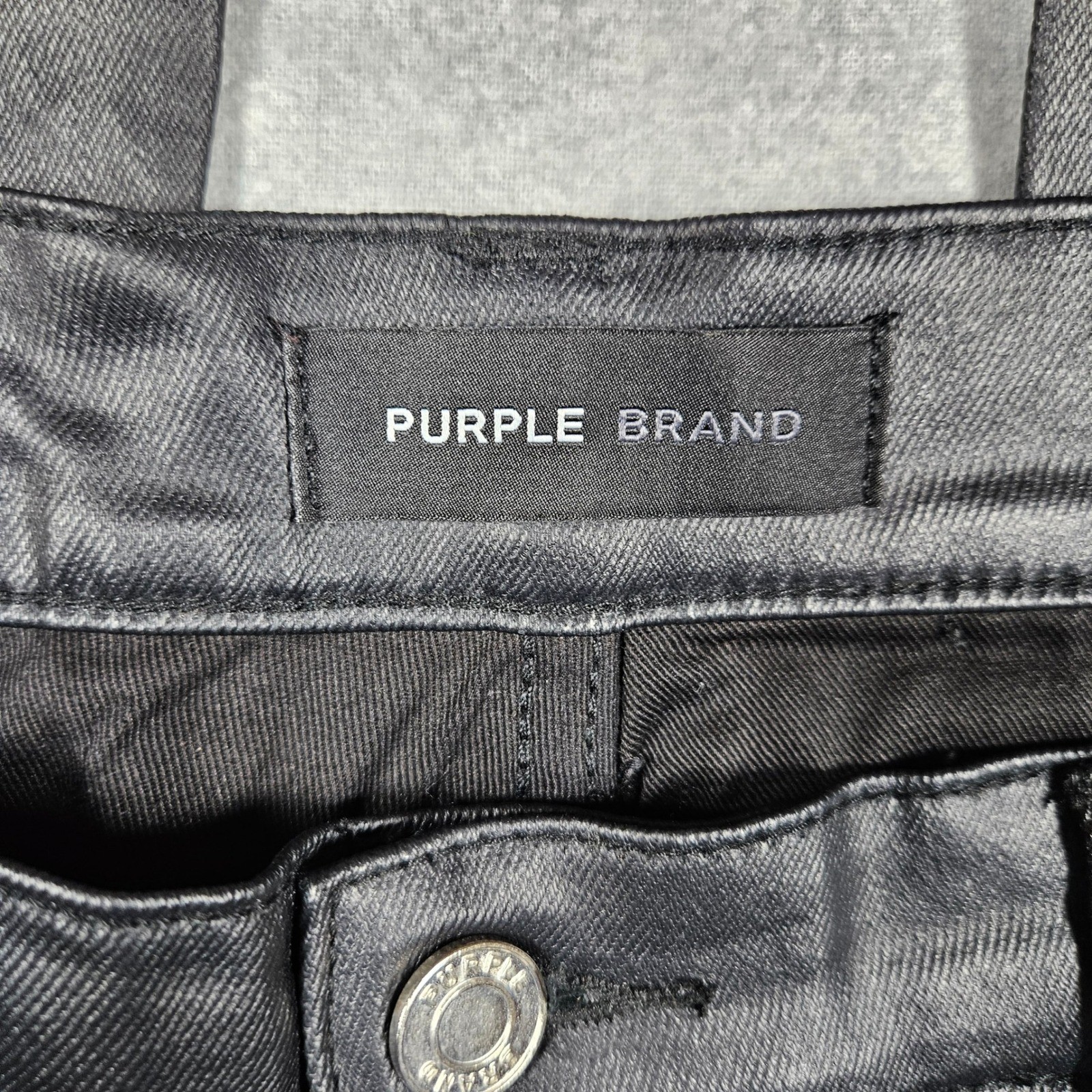 Purple Brand P004 Black Coated Flare Cargo Pants Mens 36 PFBL423 Slim Fit