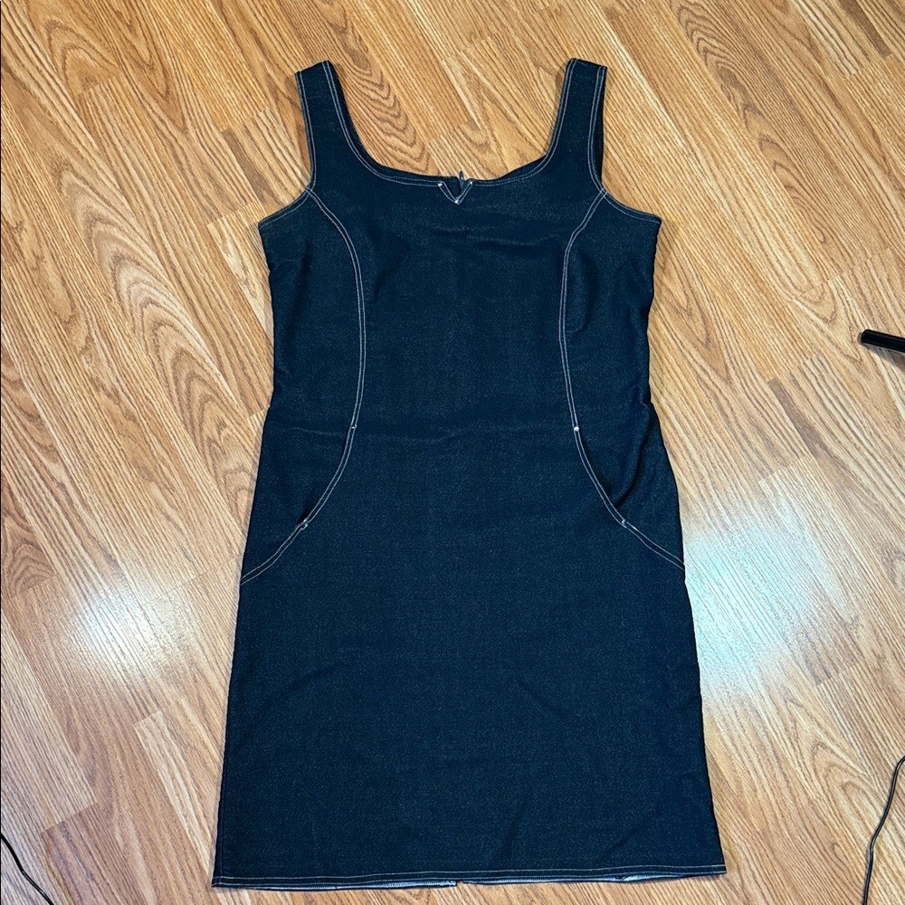 Bali Dark Blue Stretch Denim Sleeveless Shift Dress – Size L