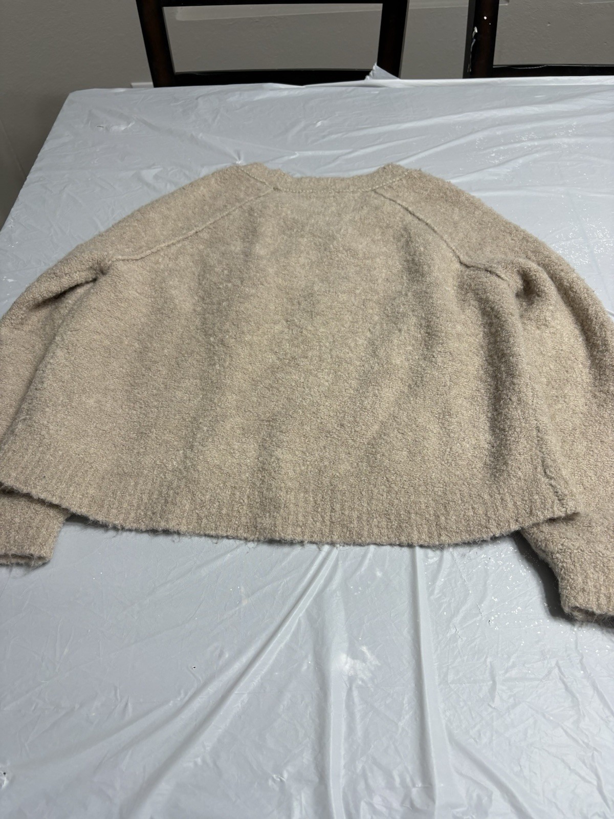 Aerie Beige Solid Knit Crew Neck Pullover Sweater Women’s S Regular Raglan LS