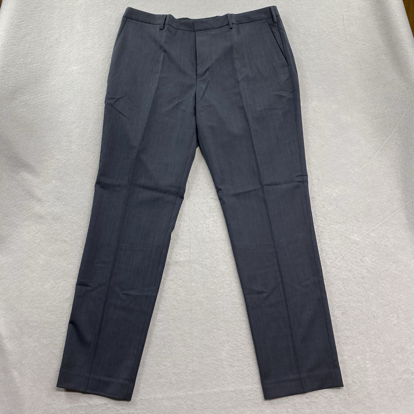 J Crew Dress Pants Mens 38×34 Navy Bowery Oxford Wool Blend Flat Front