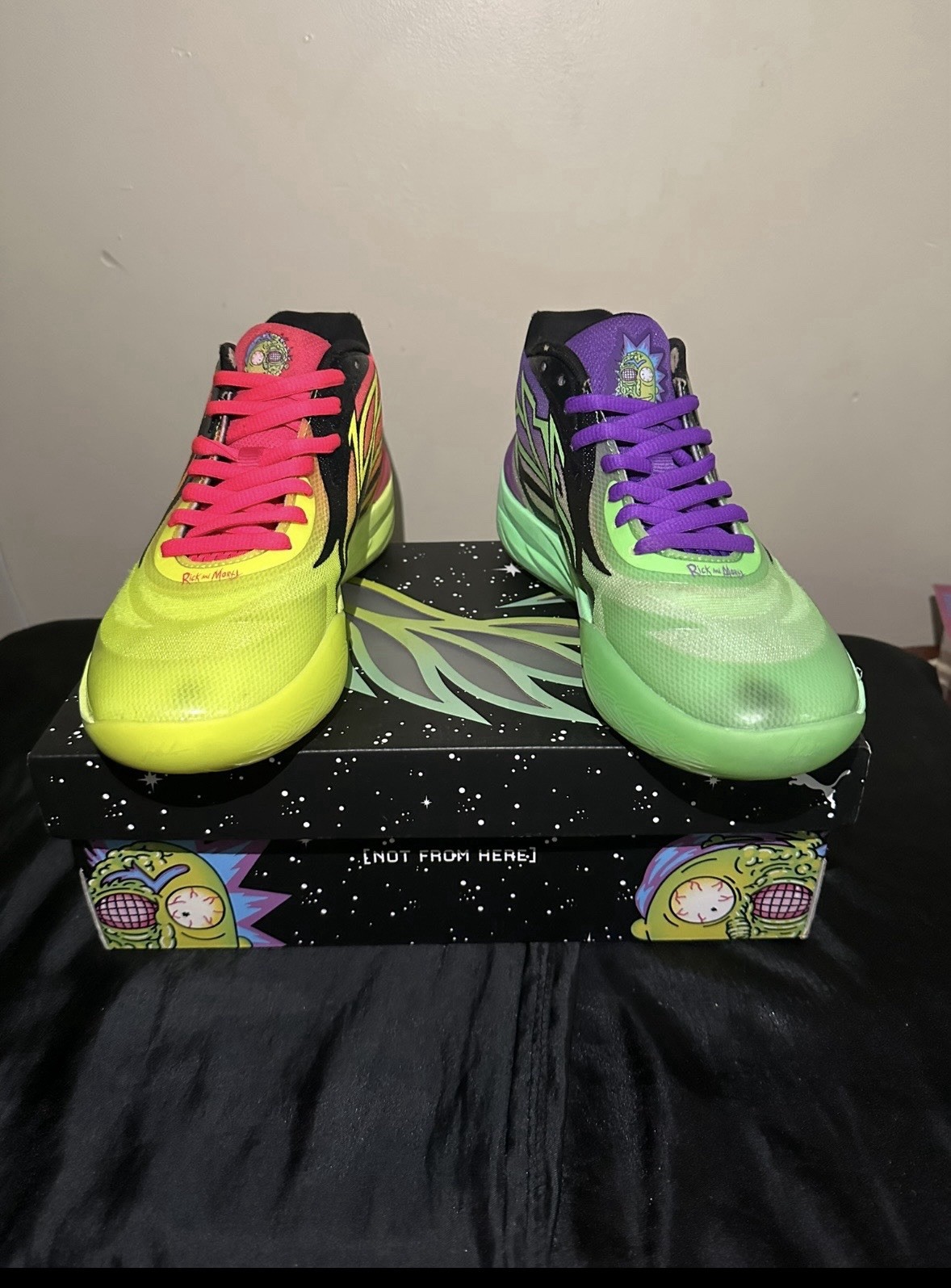PUMA MB.02 Rick and Morty Multicolor Lace-Up Basketball Sneakers Rubber Outsole