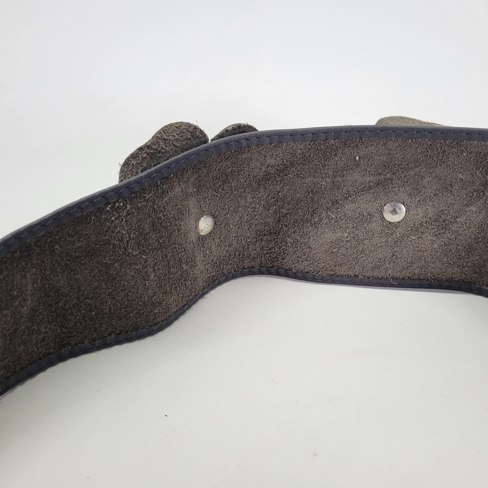 Vintage Leather Belt 28 30 32 34 36 One Size Flower Applique Waist Hip Gray Vtg