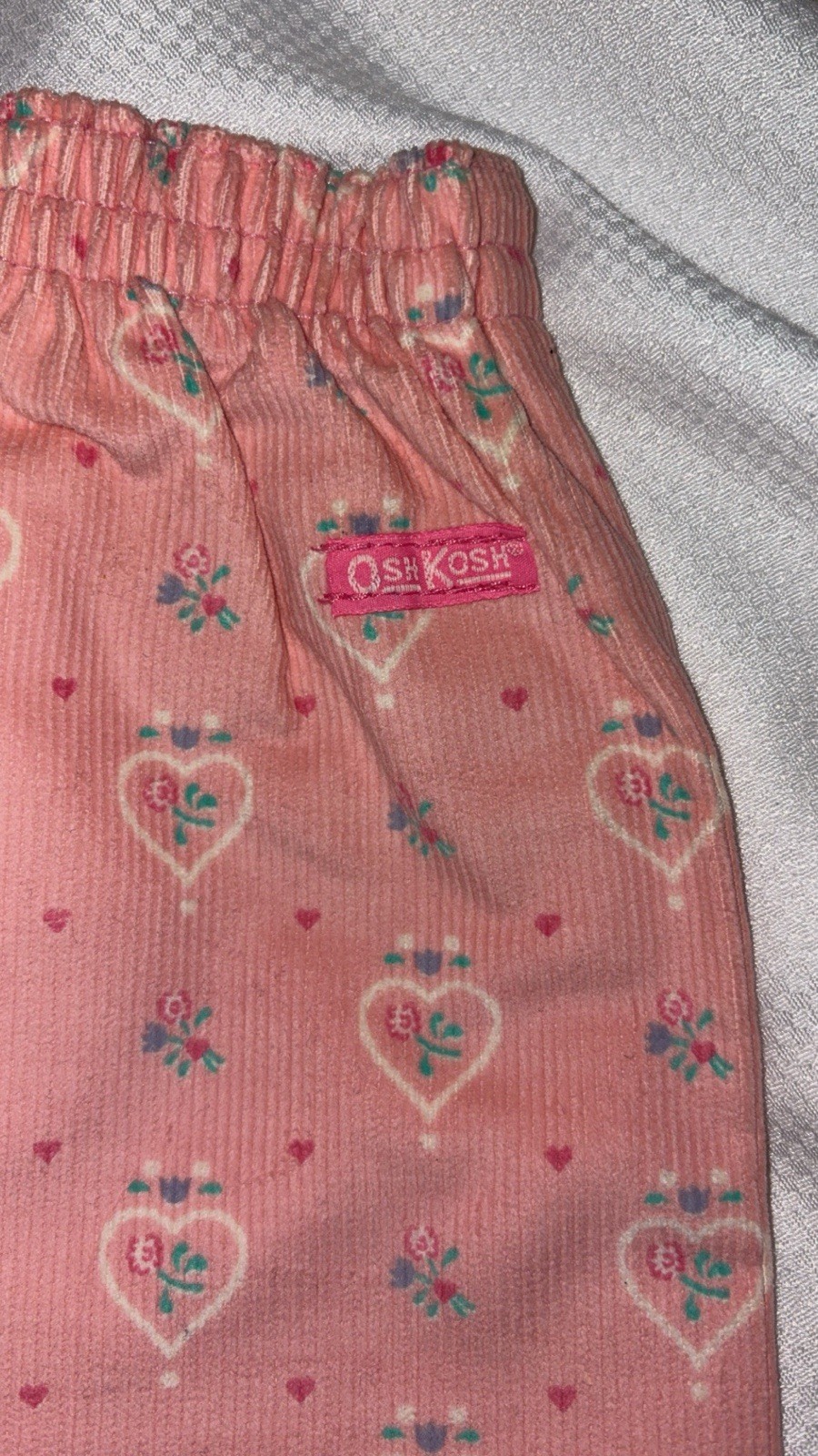 Vintage OshKosh B’Gosh Pink Floral Heart Corduroy Pants New With Tags Size 4