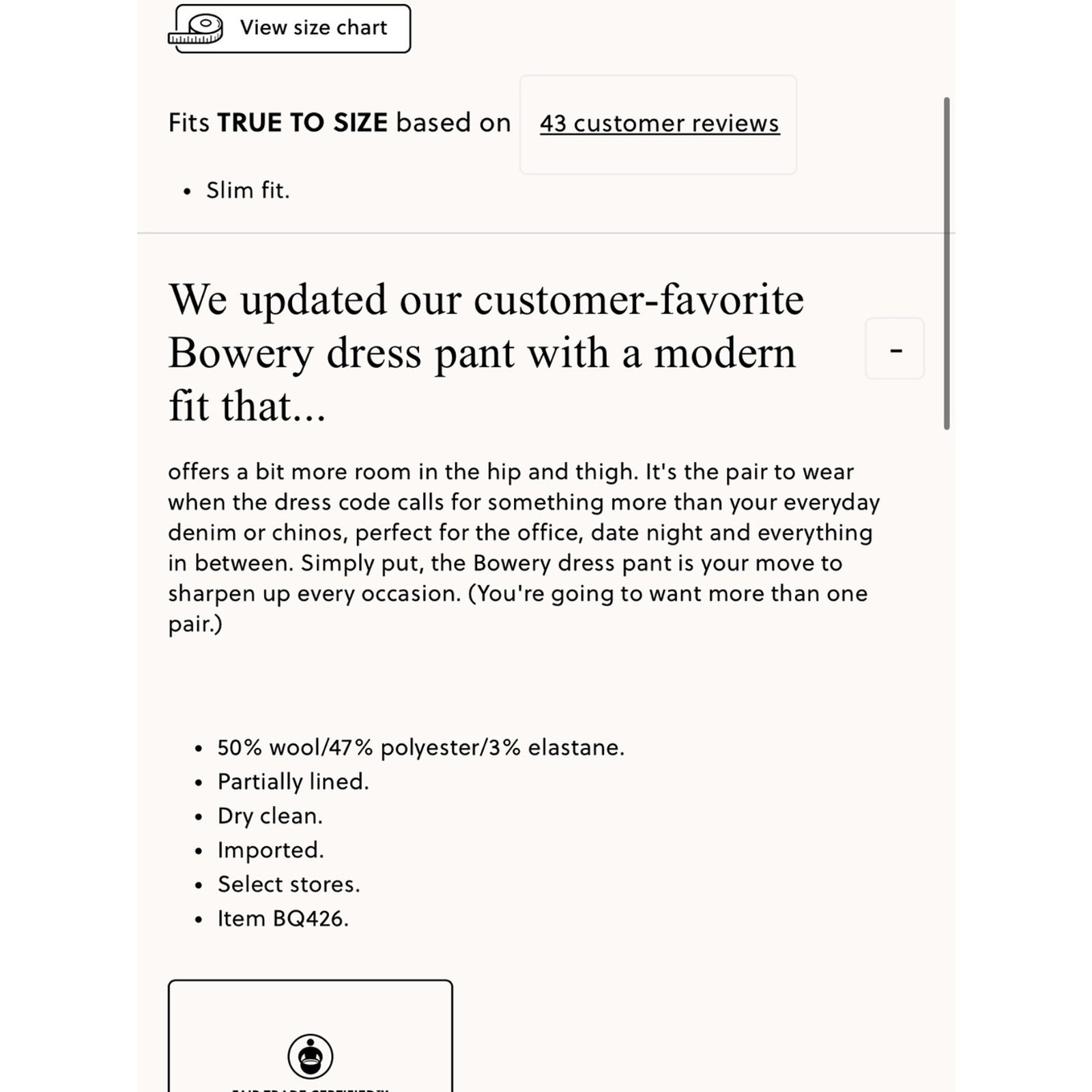 J.Crew Bowery dress pant in stretch wool-blend oxford 33/34