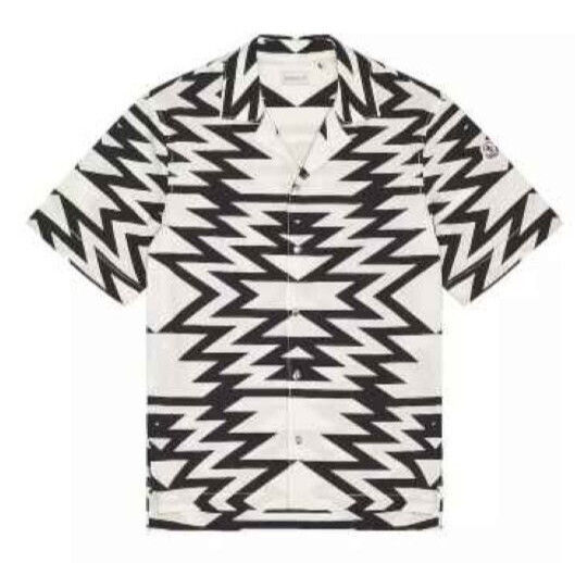 Moncler men’s Black Geometric Print Camicia Shirt – size Small – retail $590