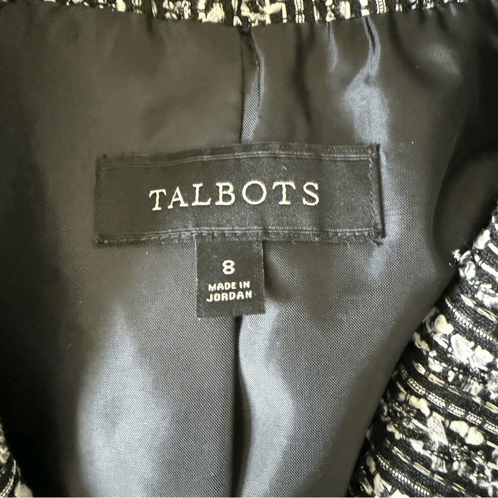 Talbots Classic Black and White Tweed Blazer Size 8