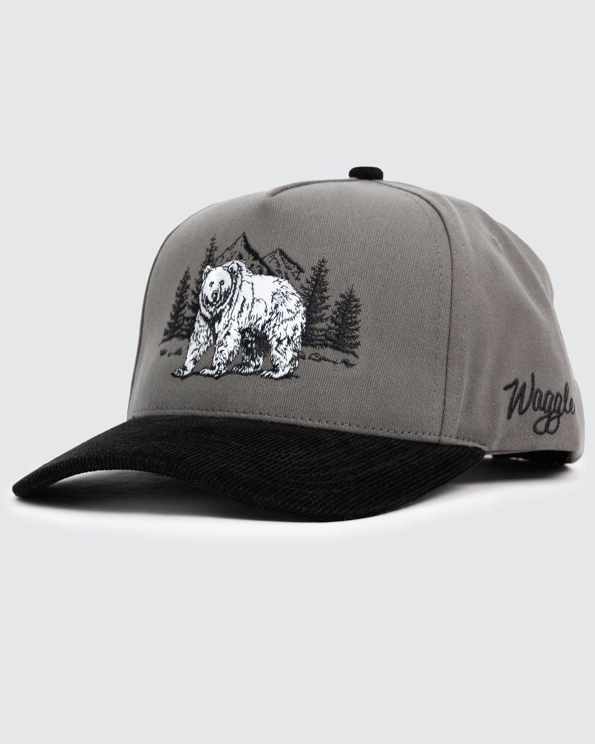 Waggle Grizz Corduroy Brim Hat Adjustable Gray/Black