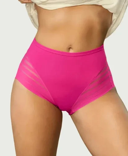 LEONISA LACE STRIPE UNDETECTABLE CLASSIC SHAPER FUCSIA PINK PANTIES SIZE XL NEW