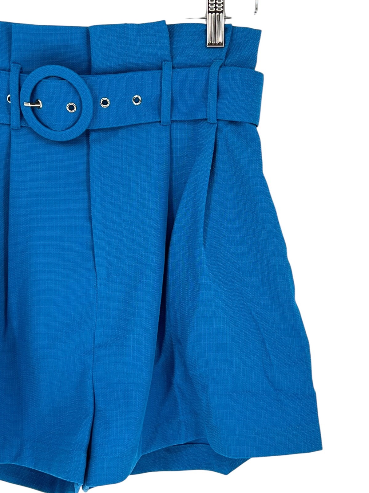 Flying Tomato Shorts High Rise Paper Bag Woven Blue Belted Pockets Varies Sizes
