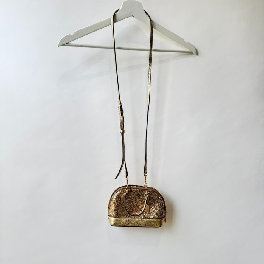 Coach Glitter Micro Mini Sierra Satchel Crossbody Gold OS