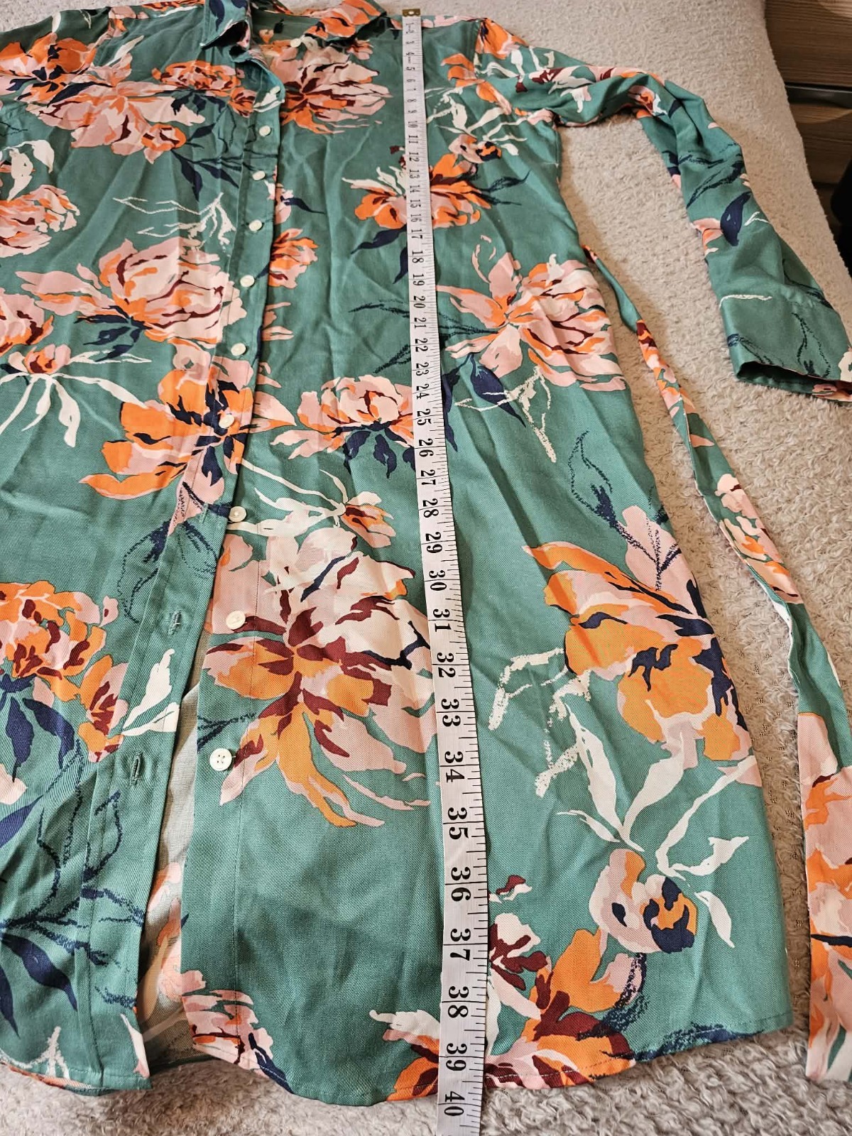 GANT jade green floral peony print shirt dress 14