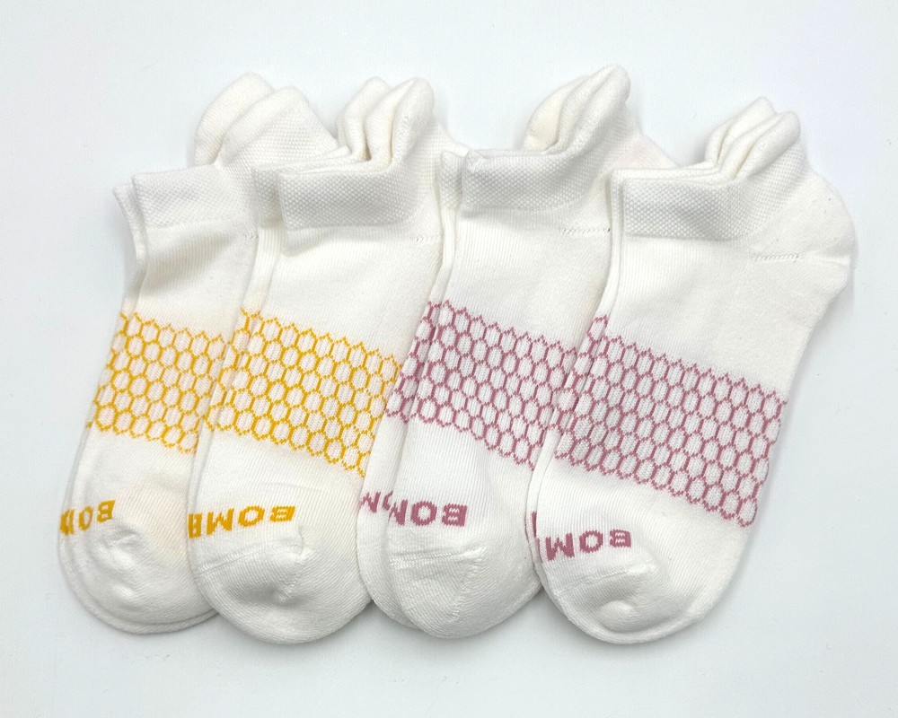 4 pairs Bombas Women’s Honeycomb Solid Ankle socks Size M 2 Colors Mix Everyday