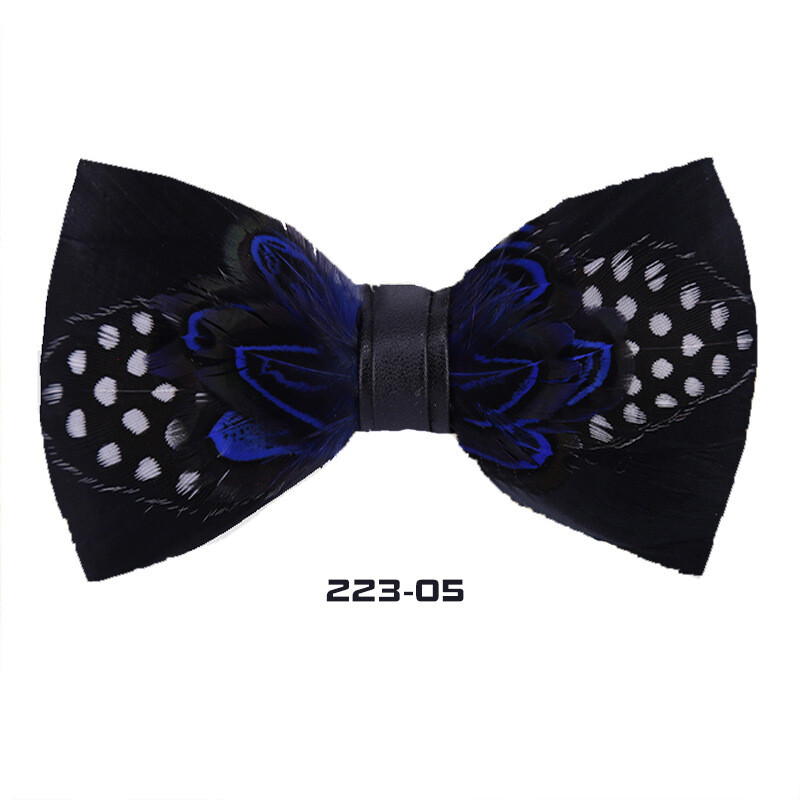 Men Feather Luxury Bowtie 4.7*2.36in Black Gold Floral Wedding Groom Party Wear