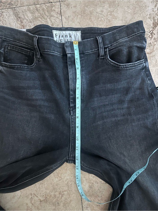 Frank & Eileen Derry Slim Straight Jeans Washed Black Raw Hem Sz 32