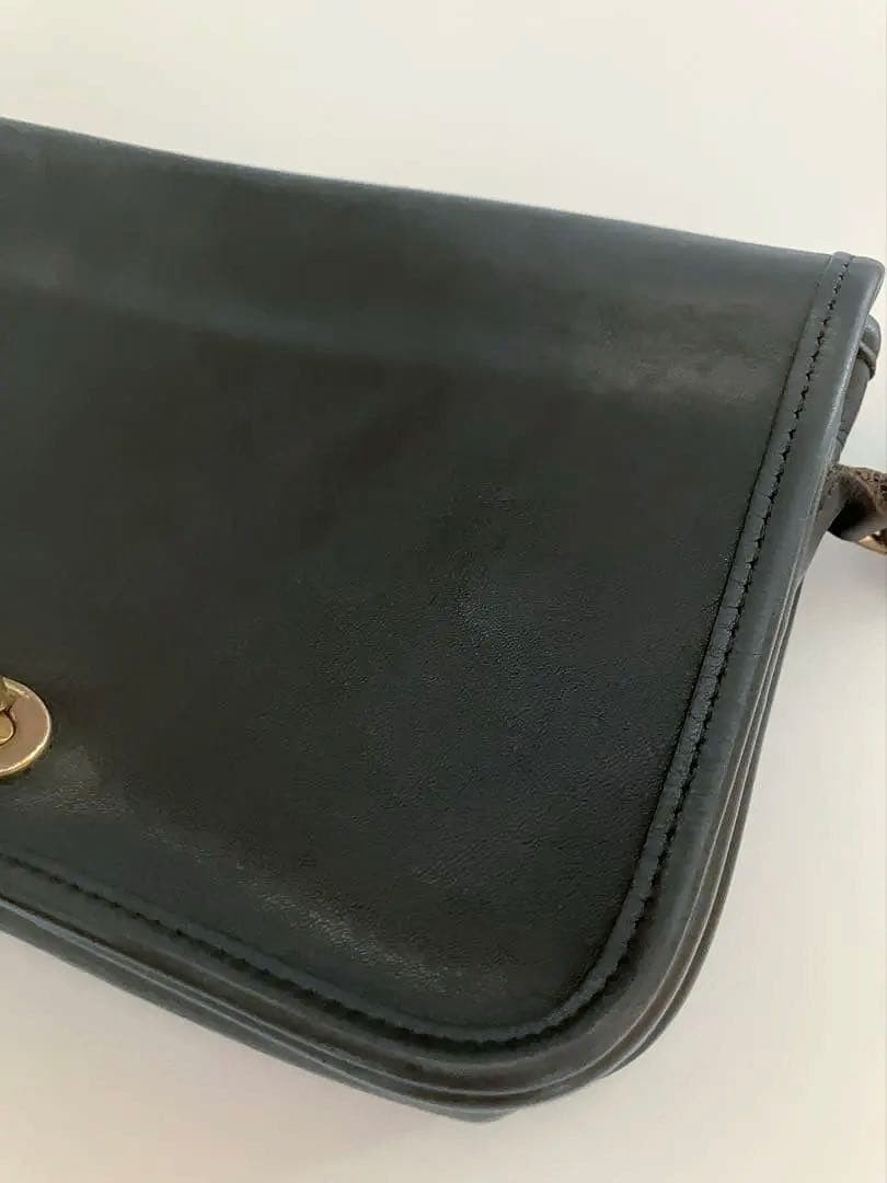 Coach Old Leather Shoulder Bag Black 9.3 x 5.9 x 1.4 inches Used