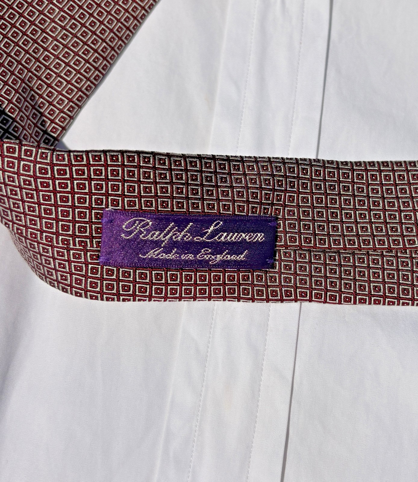 Ralph Lauren Purple Label Long Silk Tie – Violet Squares – England – $235.00
