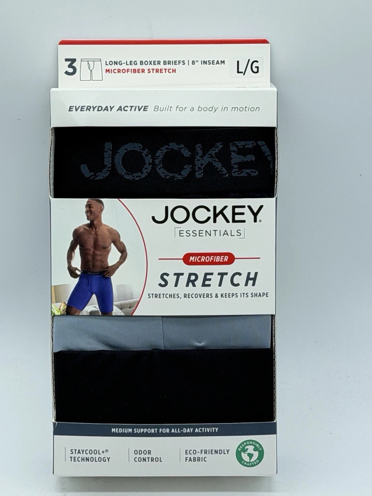 3 OR 4 PAIRS JOCKEY MEN STRETCH MICROFIBER BOXER BRIEFS MEDIUM LARGE XLARGE $34