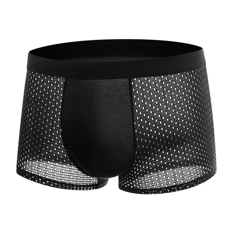 4 Pack Men’s Ice Silk Mesh Boxer Briefs Breathable Soft Plus Size Underwear