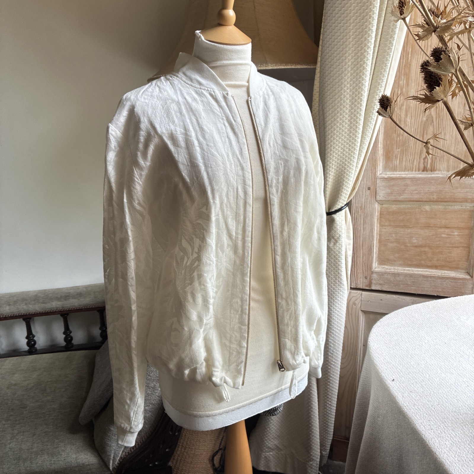 Modern Rarity white textured cotton bomber blouson Lightweight Jacket 12