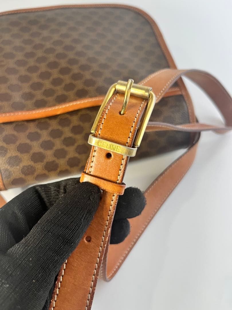 CELINE Vintage Leather Shoulder Bag M92 Black Women’s Crossbody Bag
