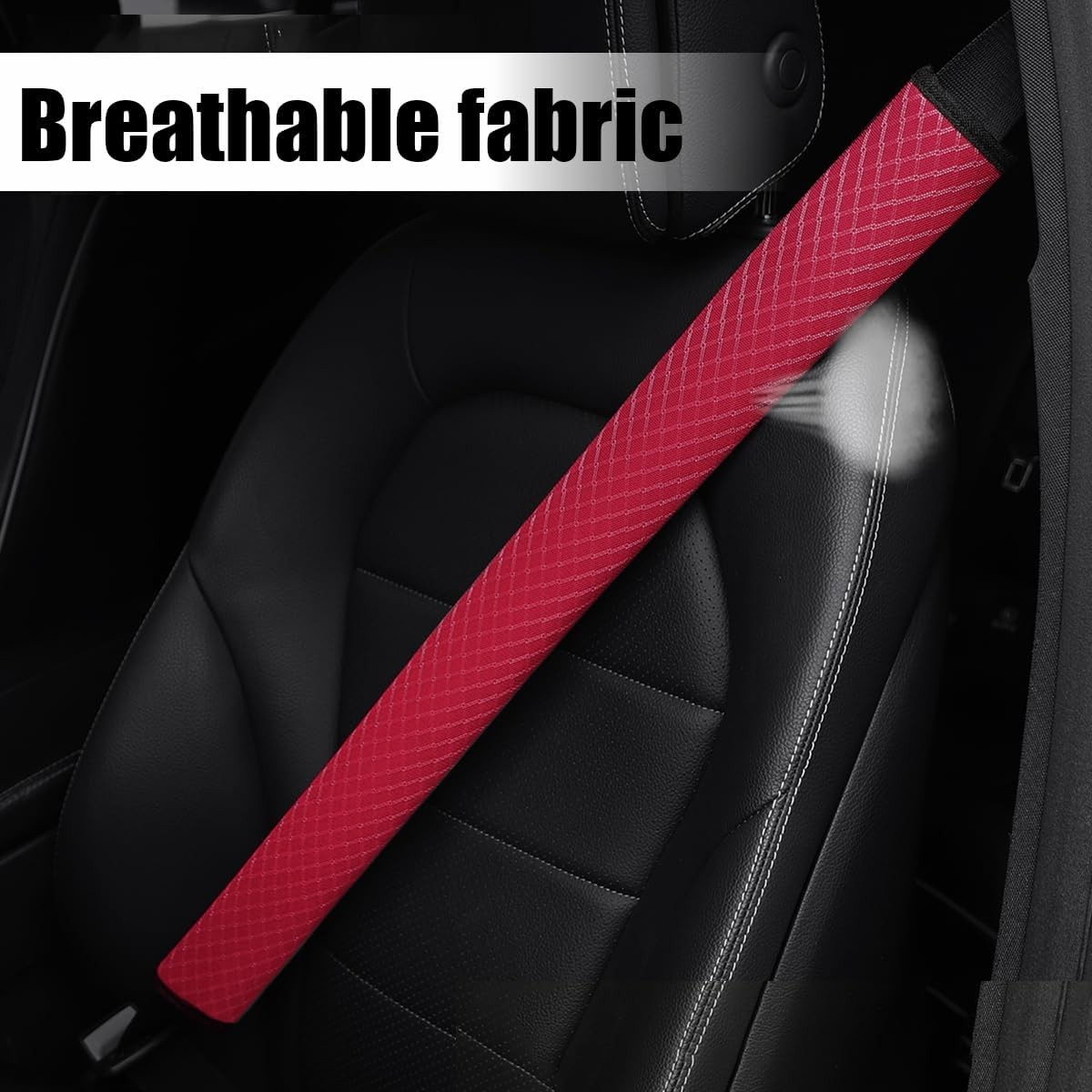 Extra Long Car Seat Belt Cover, 2PCS Soft Vehicle Seatbelt Shoulder Color: Red