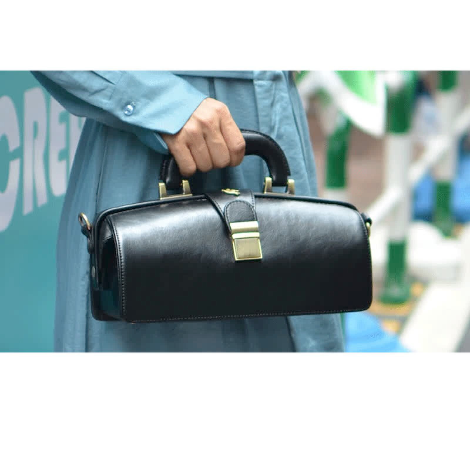 Genuine leather Handbag for women Erivis Coffee Doctor Bag Adjustable Strap