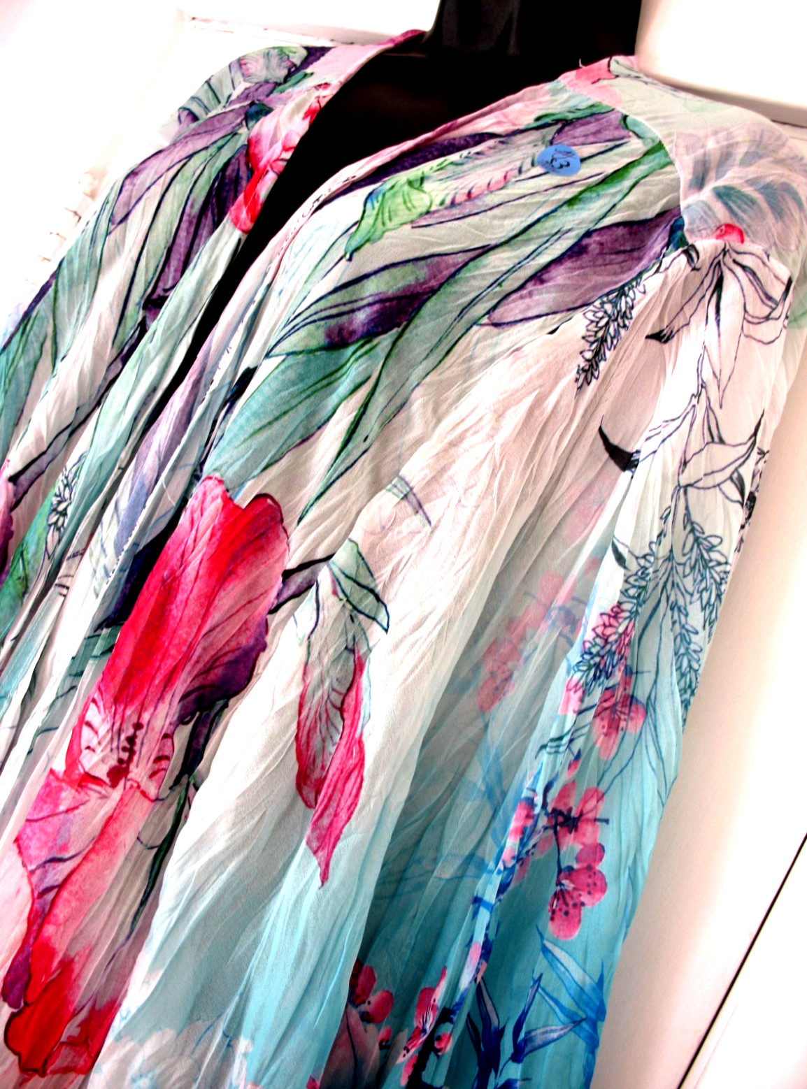Avenue Brand Shirt Dress Maxi Fushia, Green, Pink Duster Size 30/32