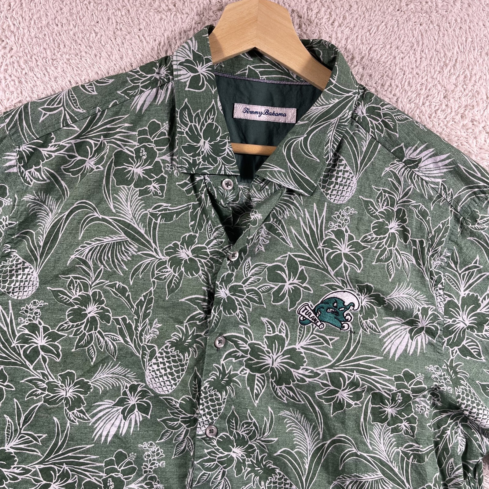 Tommy Bahama Tulane Green Wave Hawaiian Shirt Mens Large Green Aloha Football