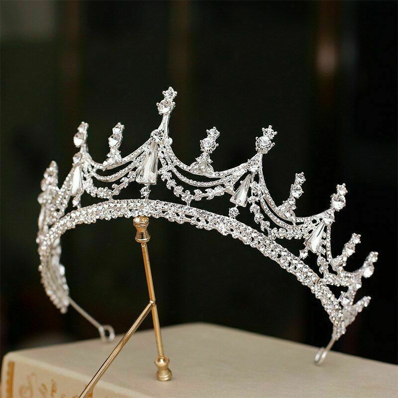 7cm Tall Large Crystal Tiara Crown Wedding Bridal Queen Princess Prom For Women