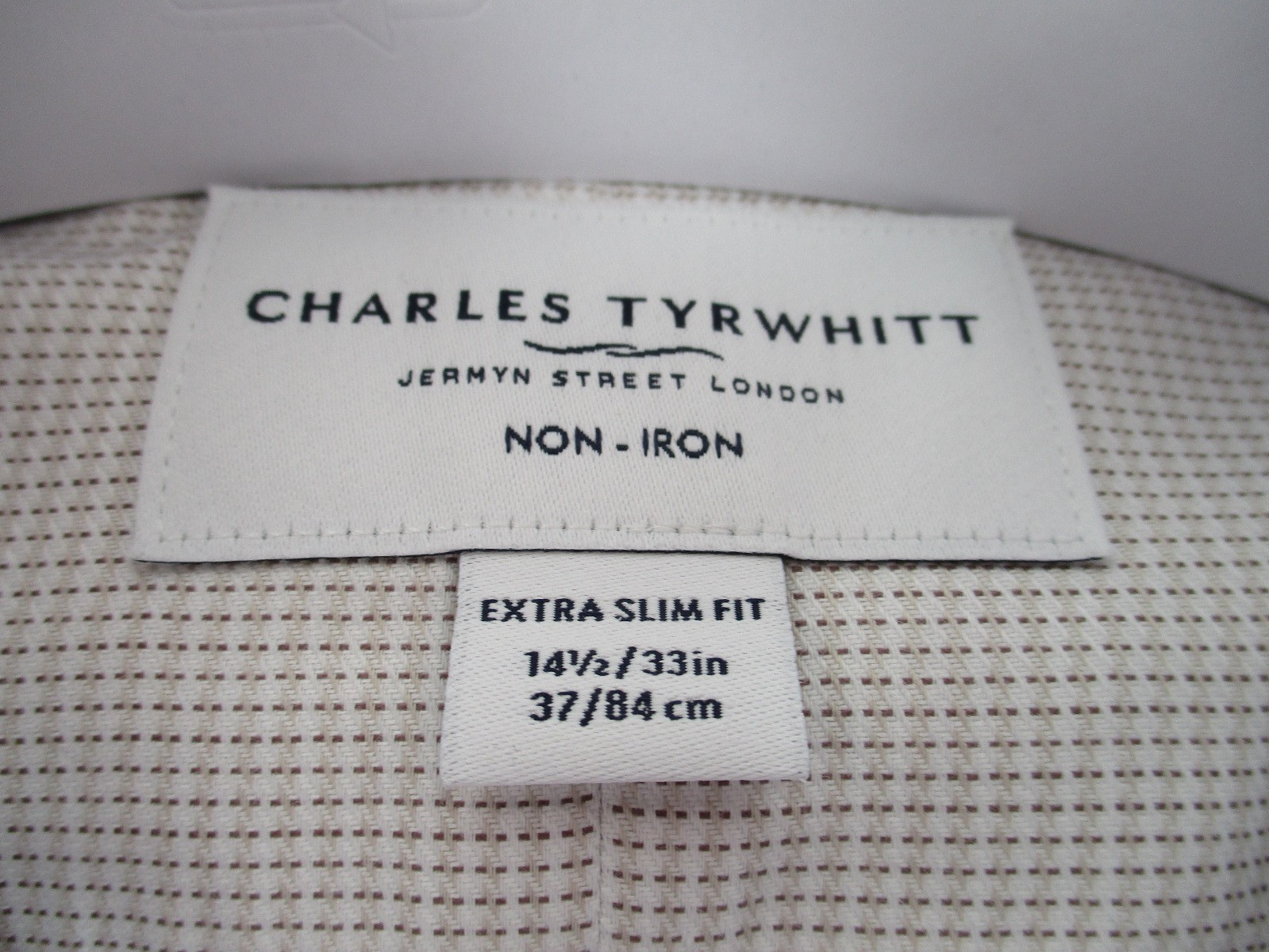 -NWT Charles Tyrwhitt Stone Greenwich Weave Cutaway Ex Slim Fit Shirt 14.5/33in