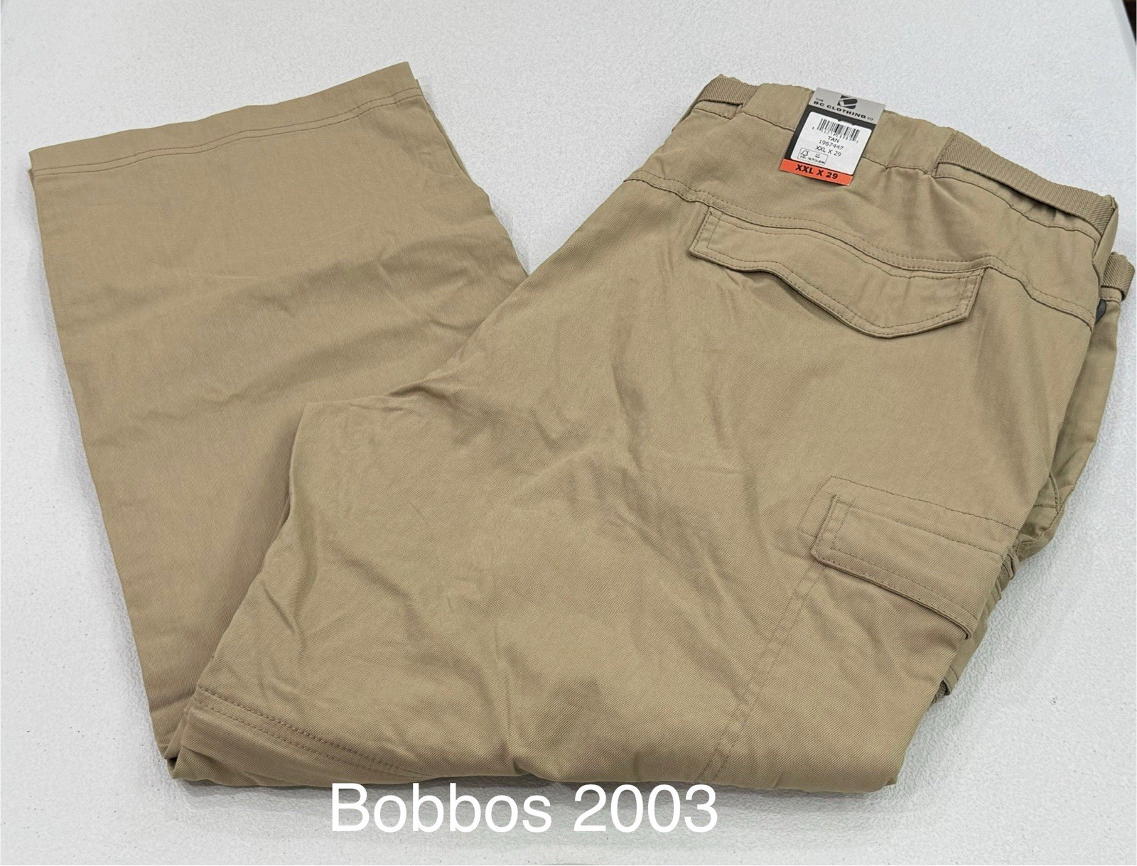 B.C. Clothing Men’s Convertible Stretch Cargo Short / Pants, Tan, Size XXLx29